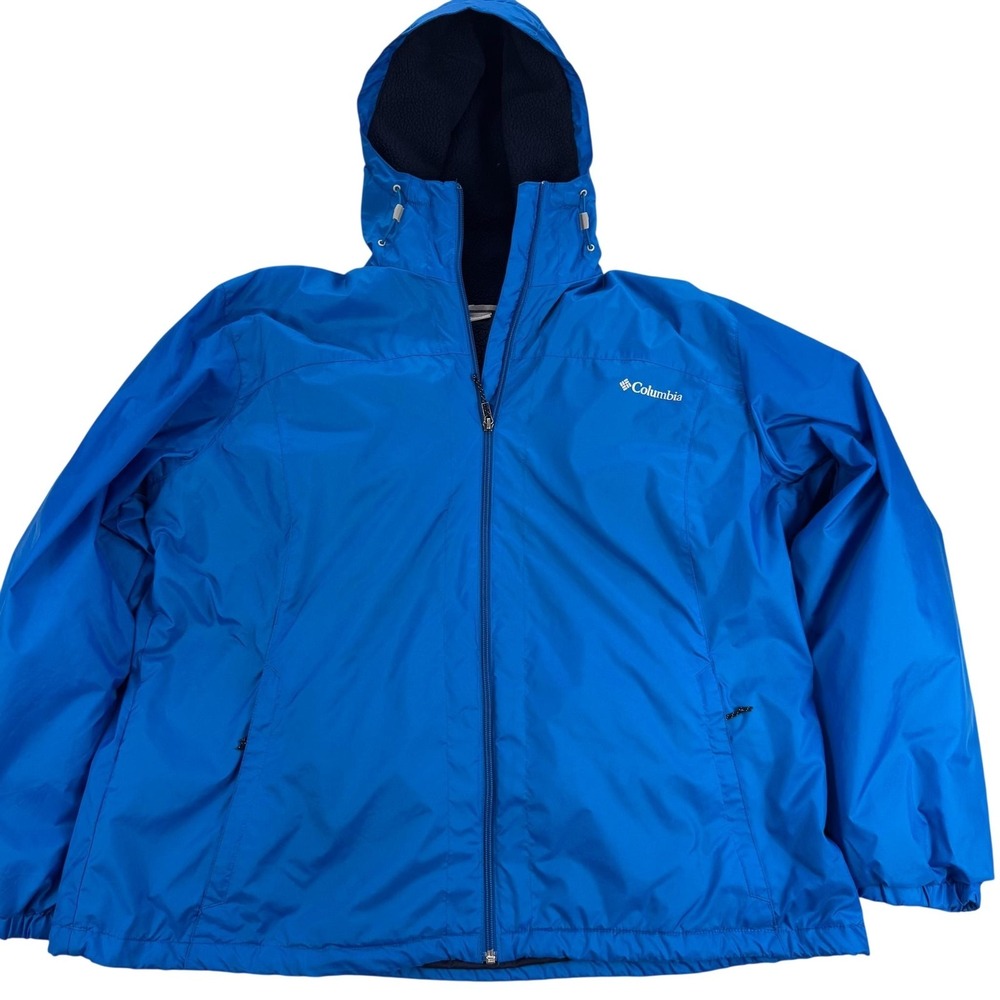 Columbia Jacket Womens 2XL Blue Fleece Lined Hooded FullZip Winter Parka Outdoor